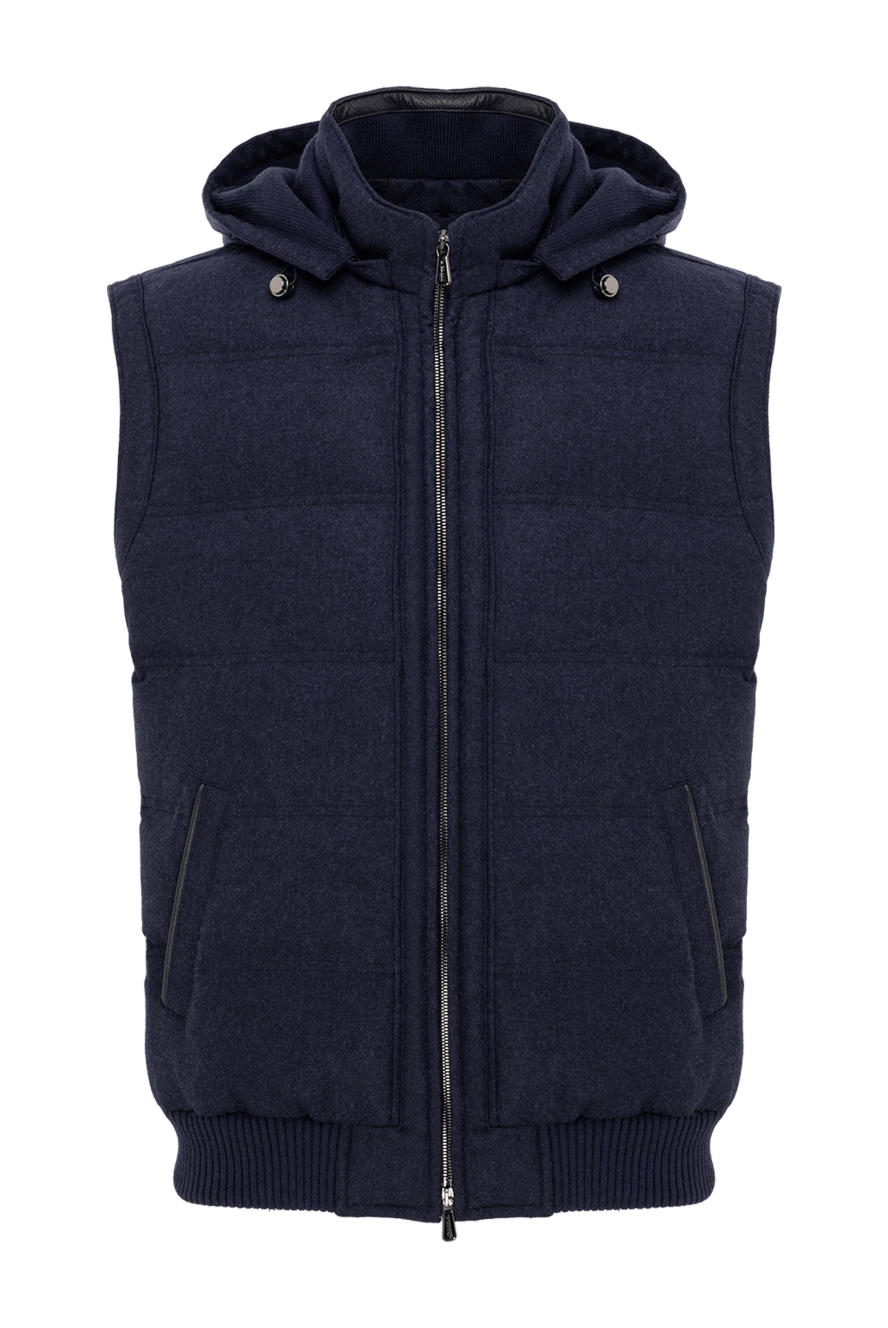 Enrico Mandelli синий мужской жилет с капюшоном из шерсти и кашемира 186056 - фото 1