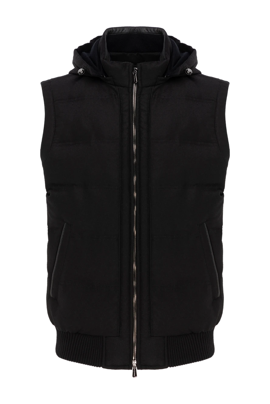 Enrico Mandelli черный мужской жилет с капюшоном из шерсти и кашемира 186057 - фото 1