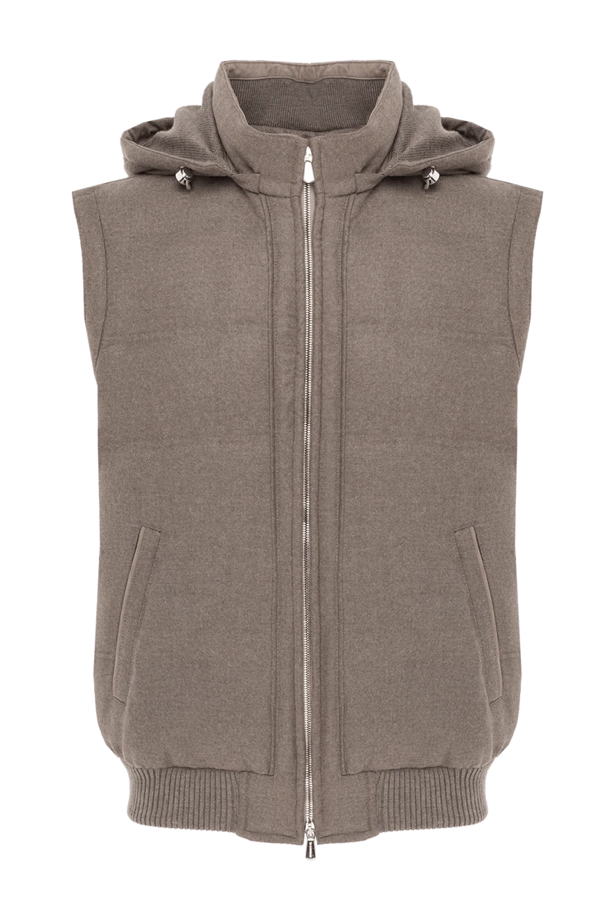 Enrico Mandelli жүн мен кашемирден жасалған бежевый ерлер жылы кеудеше 186060 - фото 1