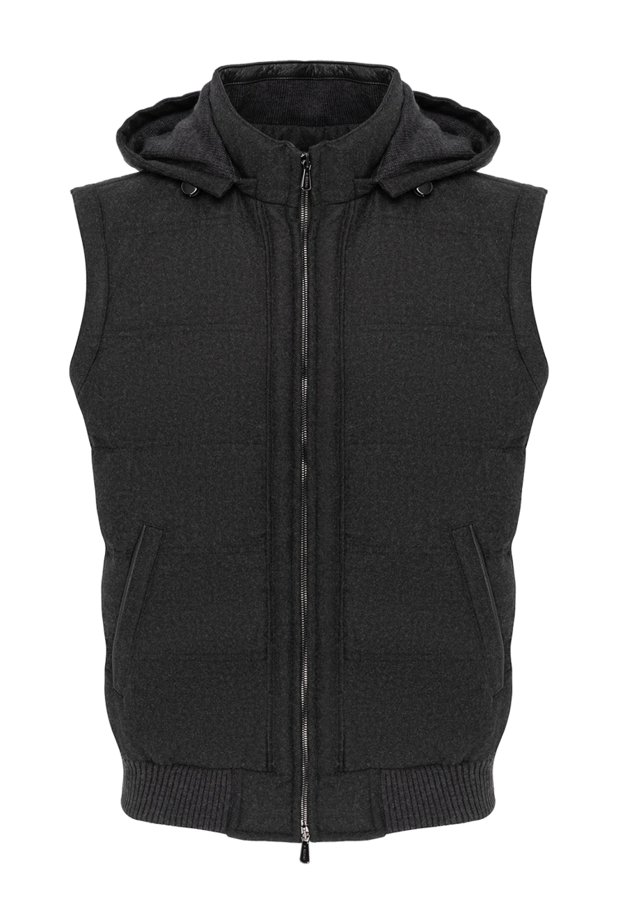 Enrico Mandelli мужской серый жилет с капюшоном из шерсти и кашемира 186061 - фото 1