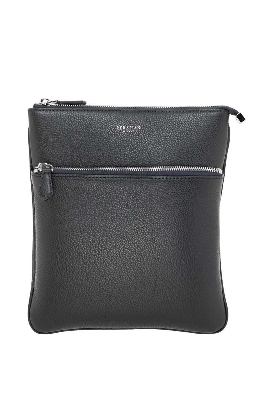 Serapian плоская сумка-мессенджер из кожи cachemire синяя мужская 186081 - фото 1