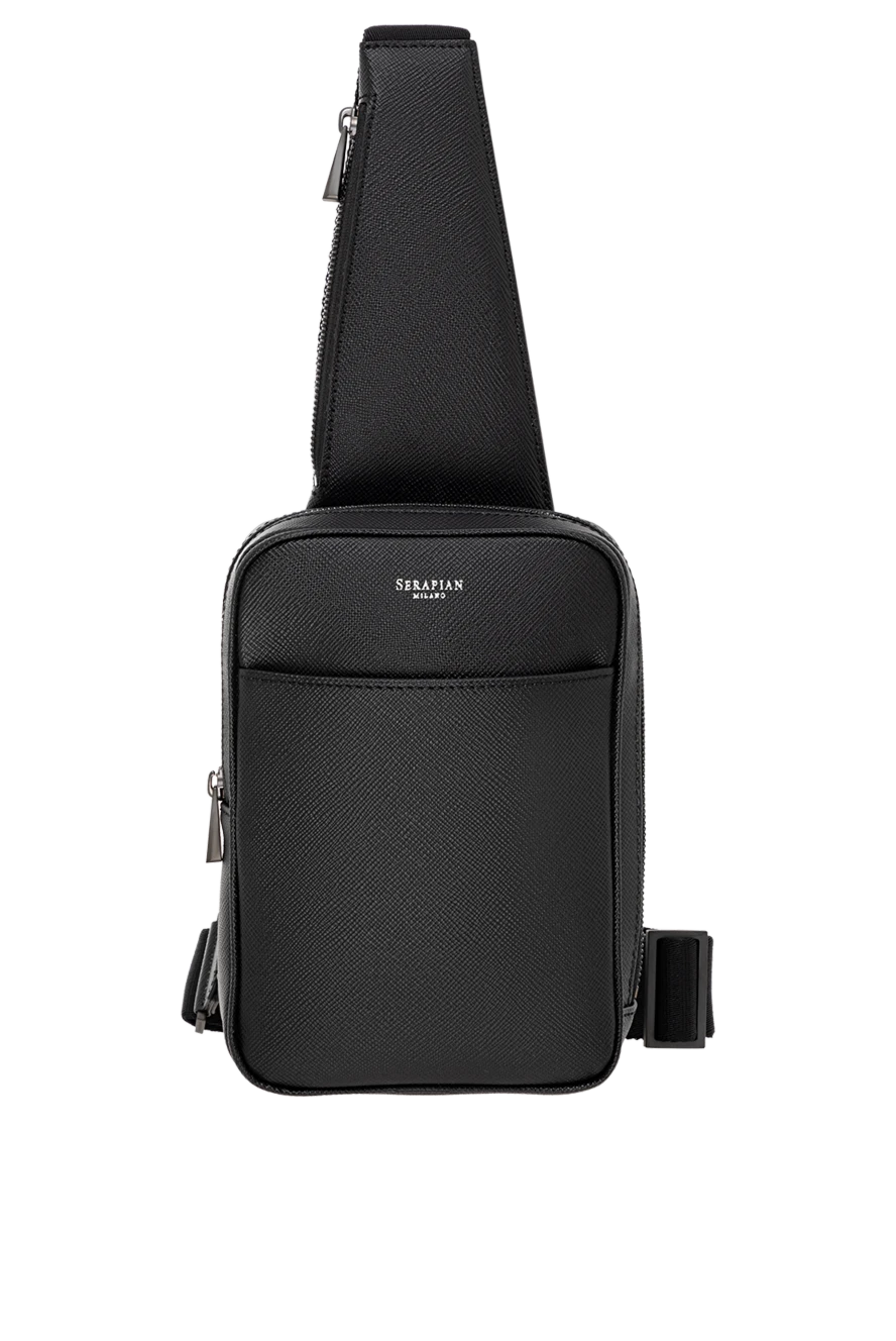 Serapian sling shoulder bag in evoluzione leather, black 186091 - photo 1