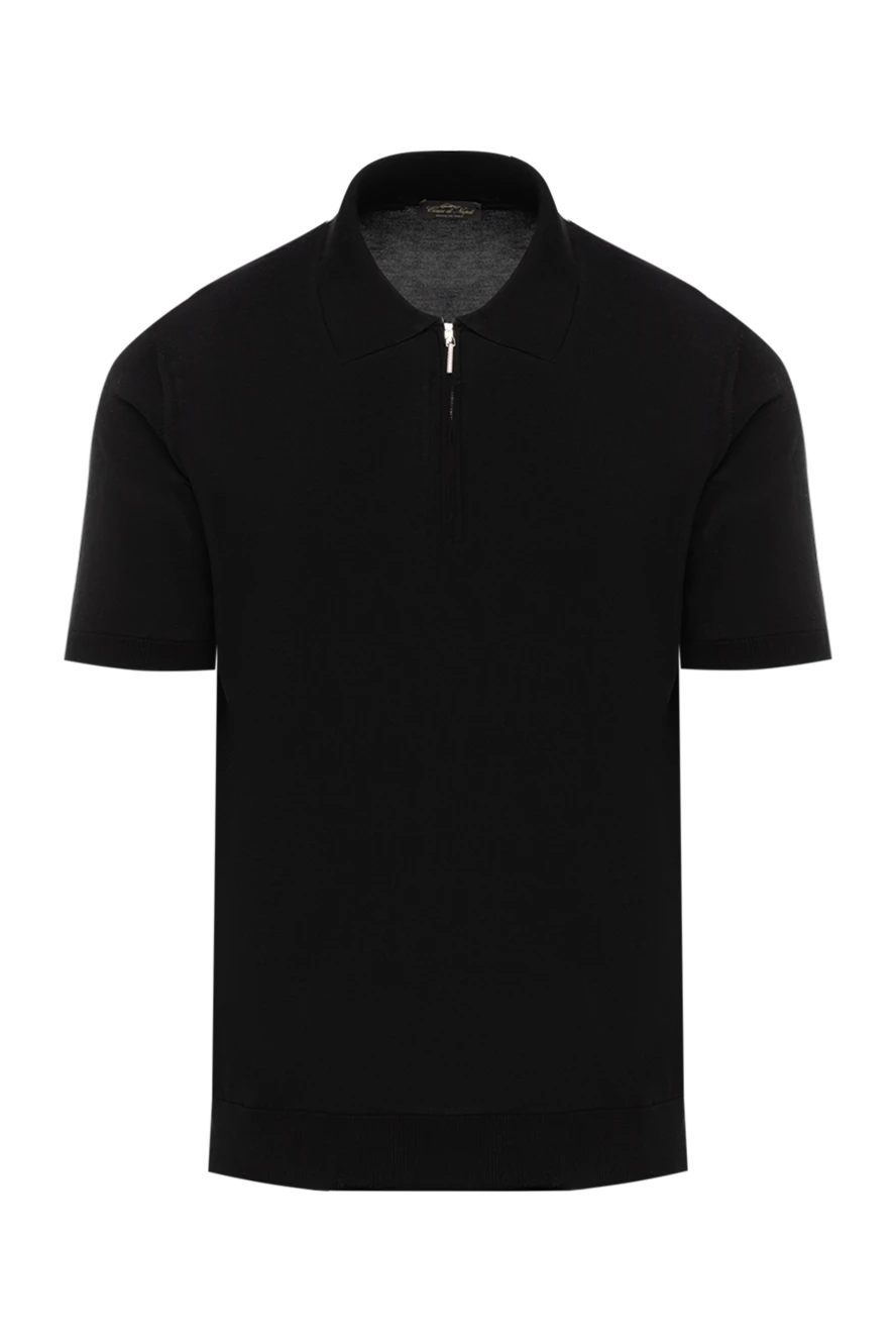 Cesare di Napoli шелковое поло черное на молнии 186185 - фото 1