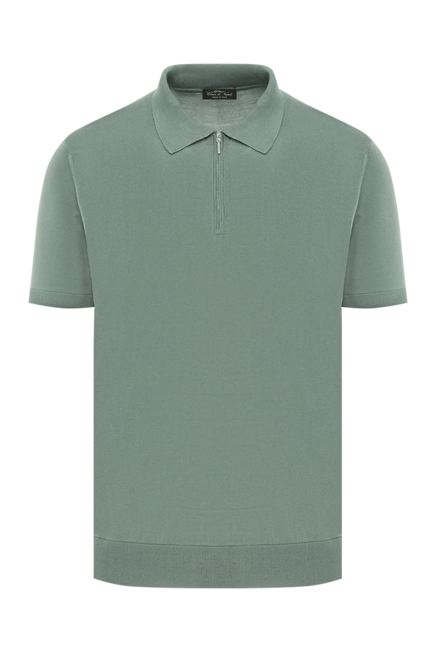 Cesare di Napoli поло шелковое зеленое мужское на молнии 186191 - фото 1
