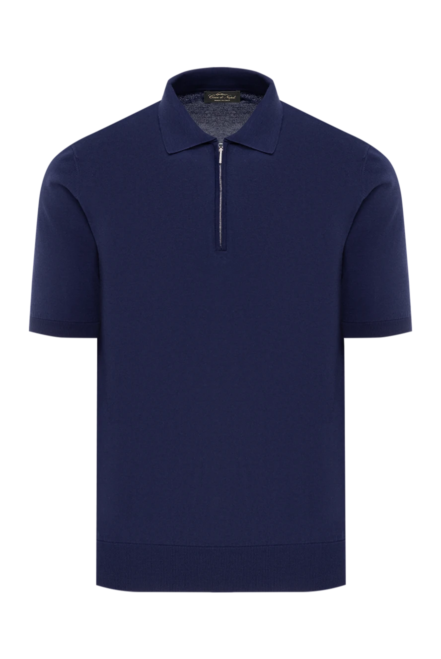 Cesare di Napoli поло синее мужское на молнии из хлопка 186192 - фото 1