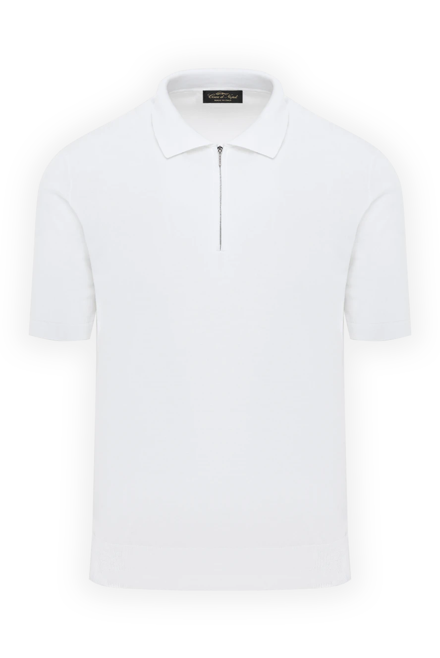 Cesare di Napoli white men's polo with zipper made of cotton 186193 - photo 1