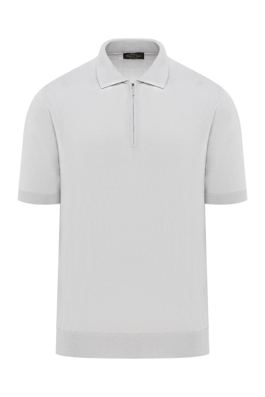 Cesare di Napoli gray men's polo with zipper made of cotton and silk 186205 - photo 1