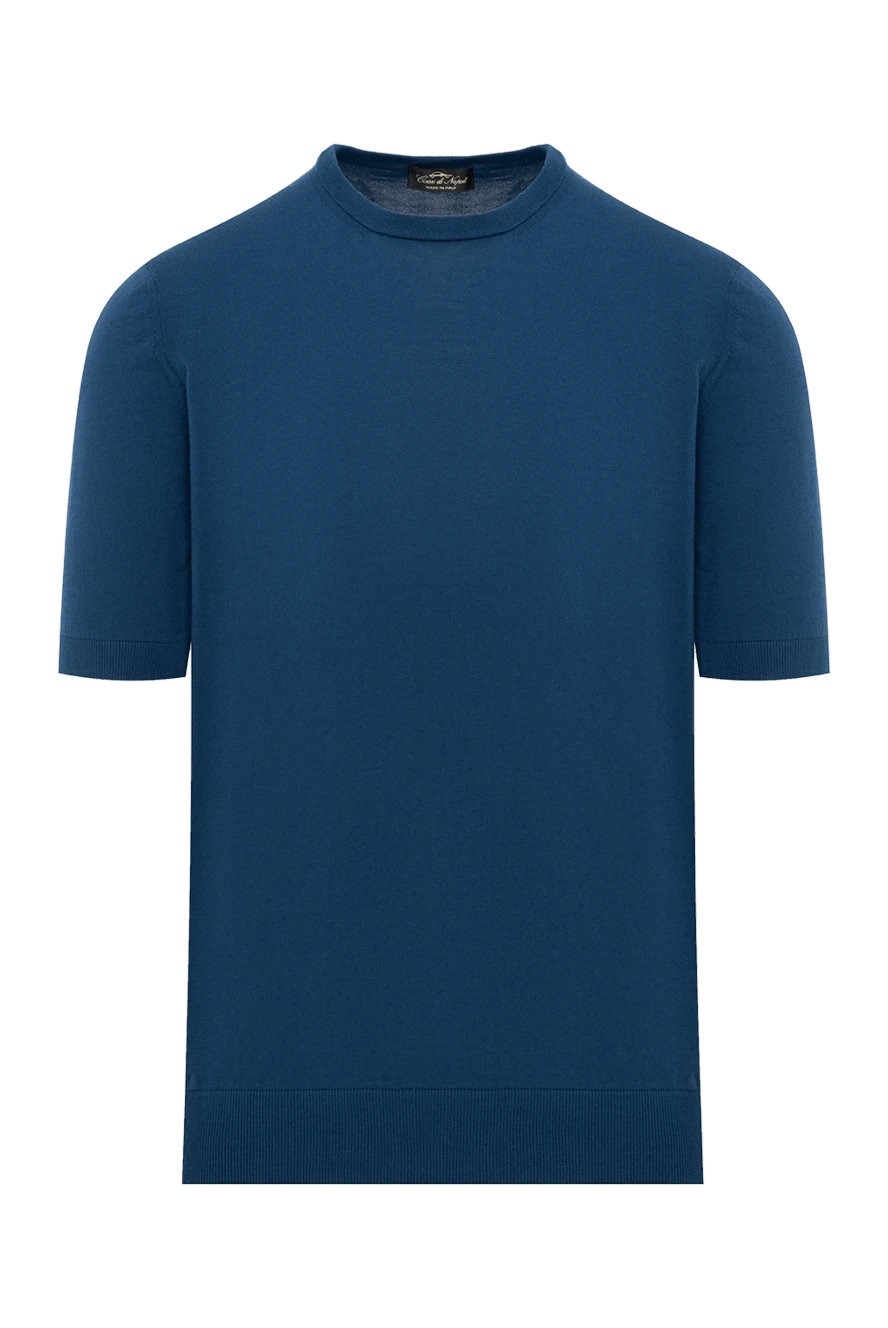 Cesare di Napoli джемпер с коротким рукавом мужской синий из хлопка 186211 - фото 1