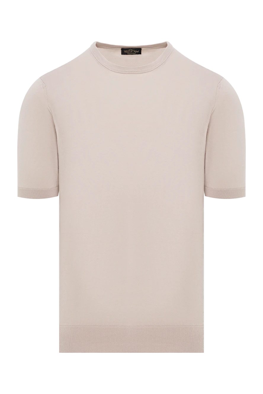 Cesare di Napoli джемпер с коротким рукавом бежевый из хлопка 186214 - фото 1