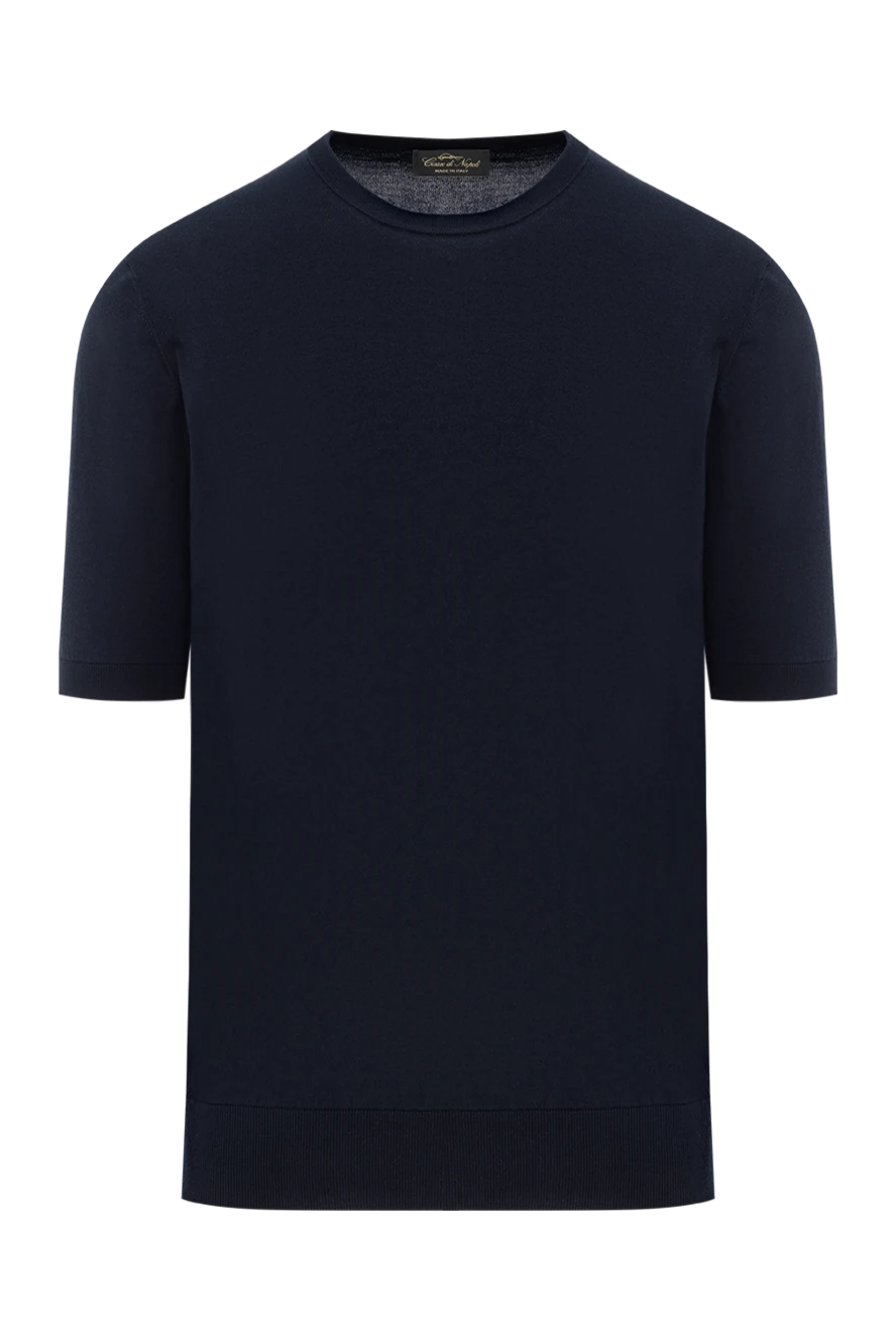 Cesare di Napoli джемпер синий с коротким рукавом из хлопка 186218 - фото 1