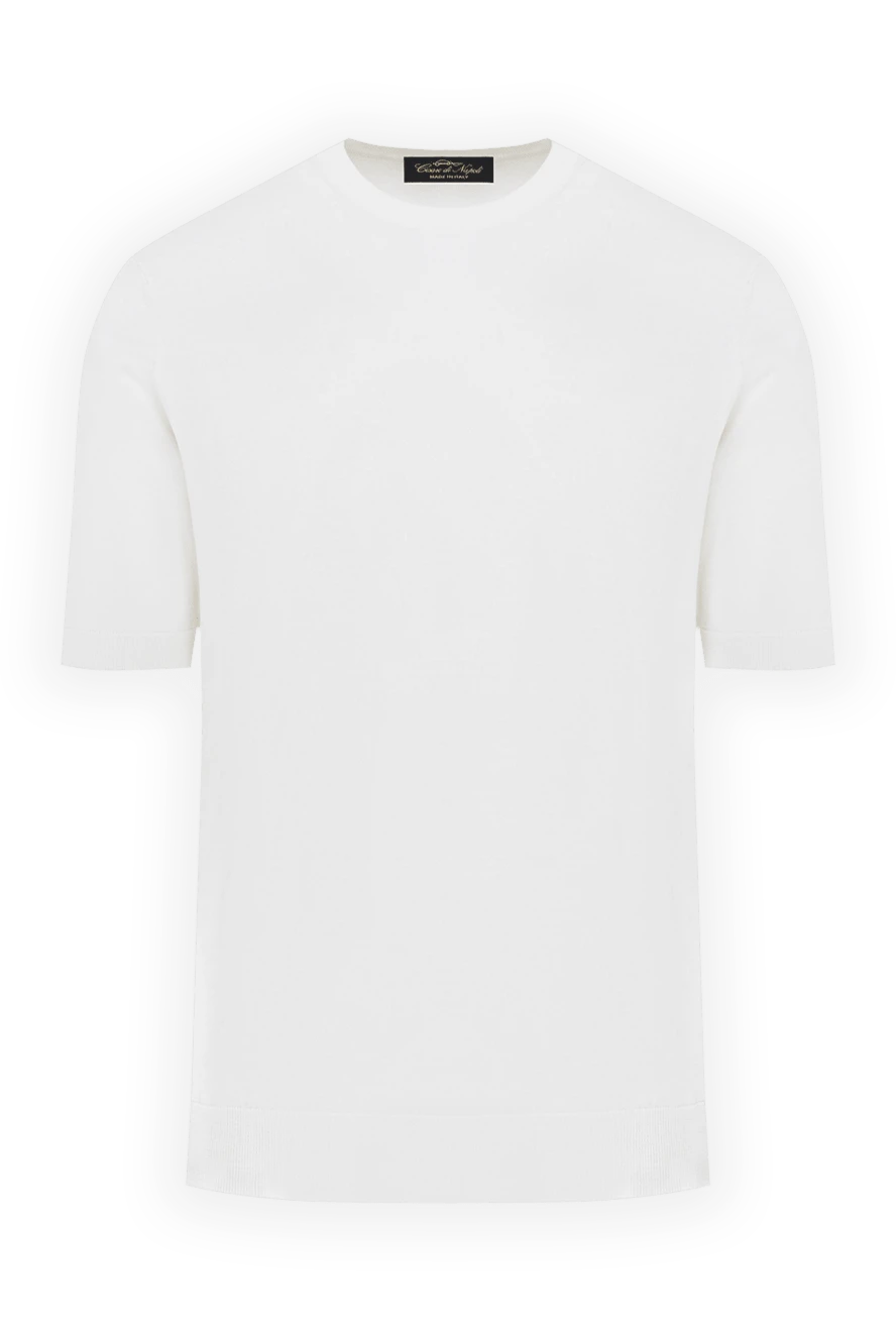 Cesare di Napoli jumper with short sleeves white men's made of cotton and silk 186224 - photo 1