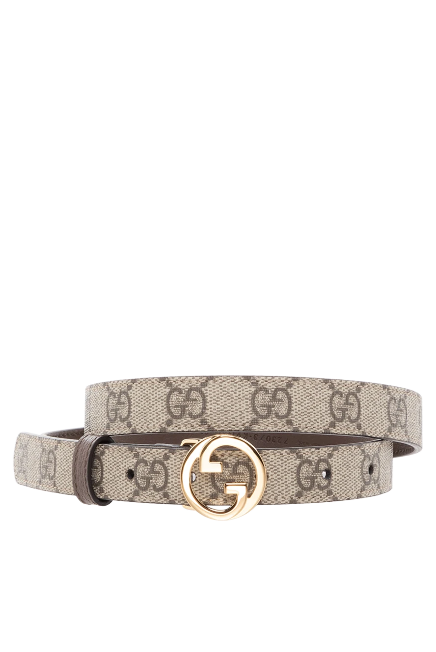 Gucci таза былғарыдан жасалған тар gg белбеуі, қоңыр 186298 - фото 1