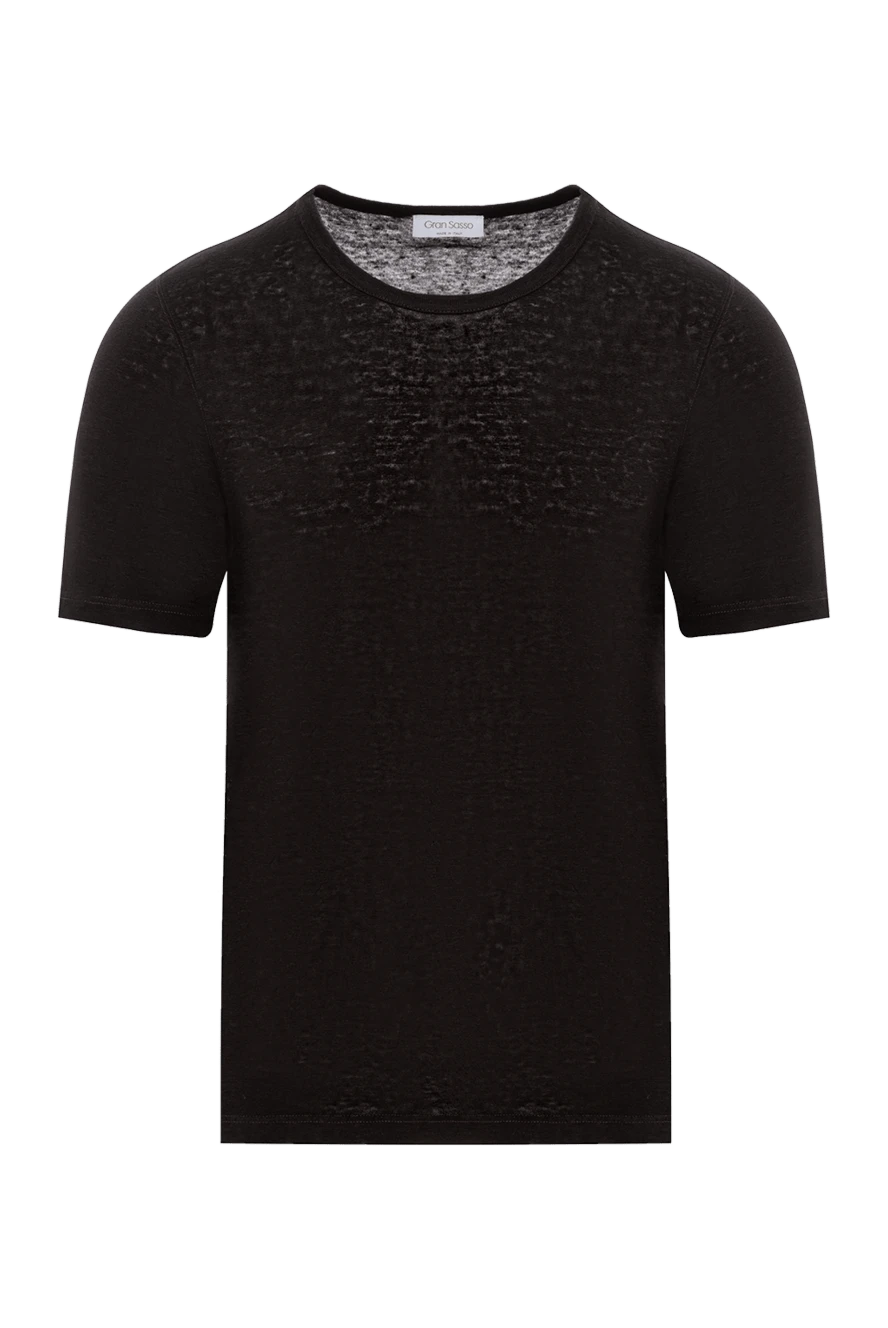 Gran Sasso коричневая льняная футболка мужская с круглым вырезом 186303 - фото 1