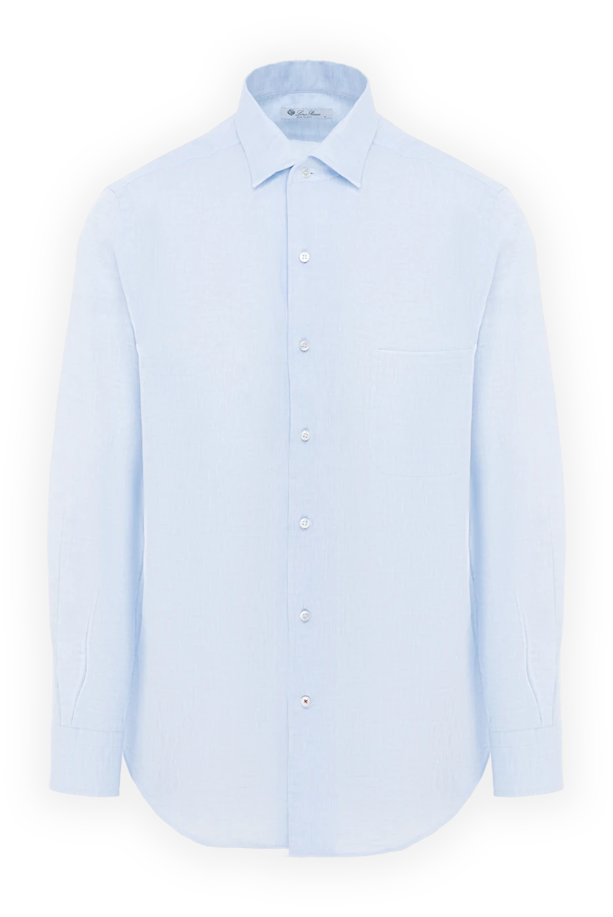 Loro Piana classic men's linen shirt blue 186342 - photo 1