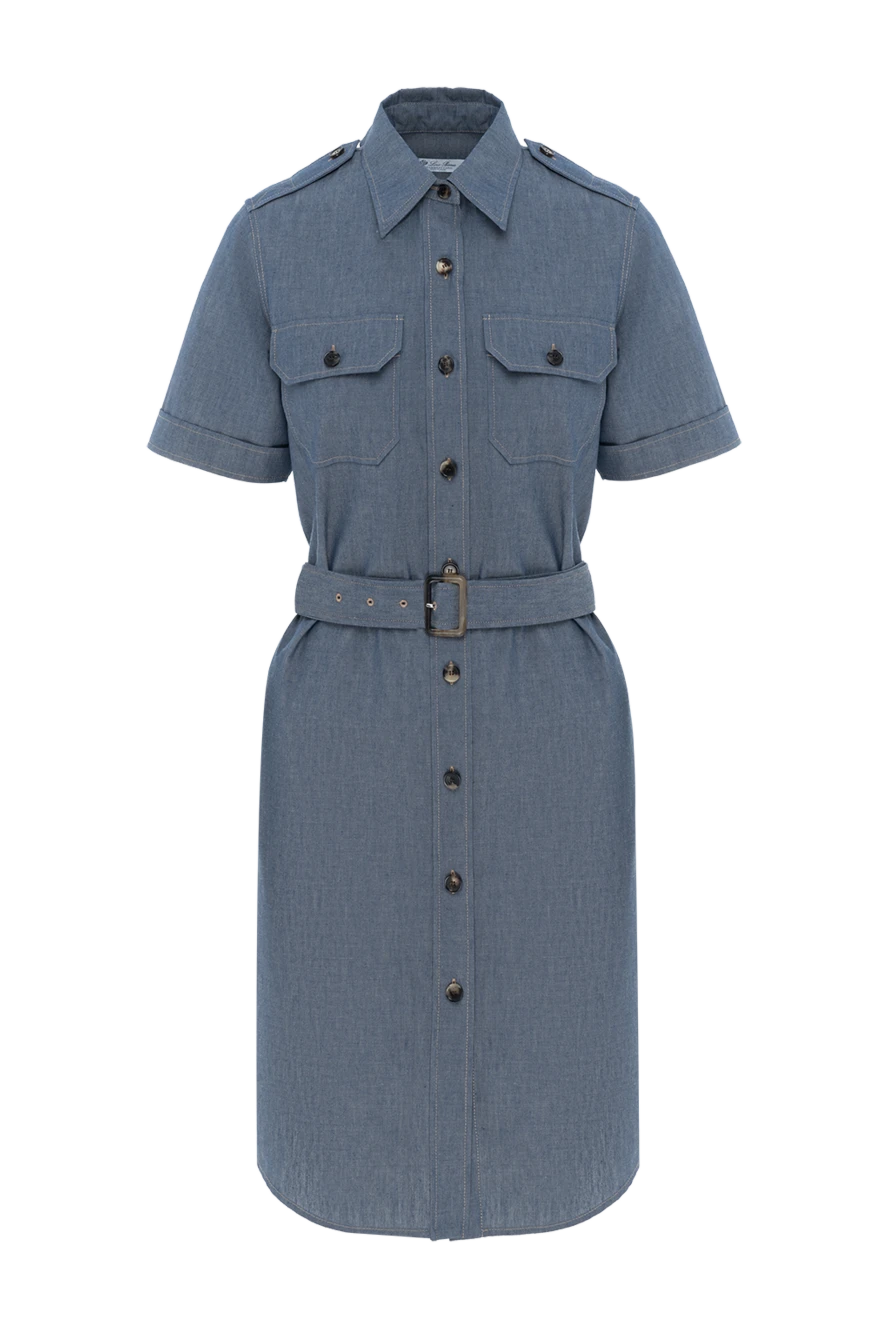 Loro Piana платье annalisa синее из хлопка и кашемира 186380 - фото 1