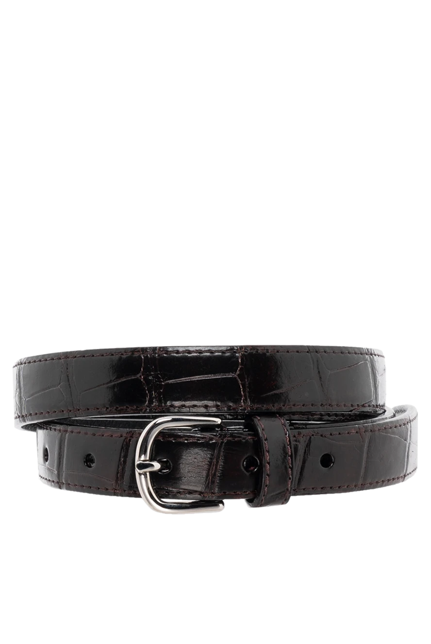 Cesare di Napoli narrow leather belt for women, brown, textured leather 186392 - photo 1