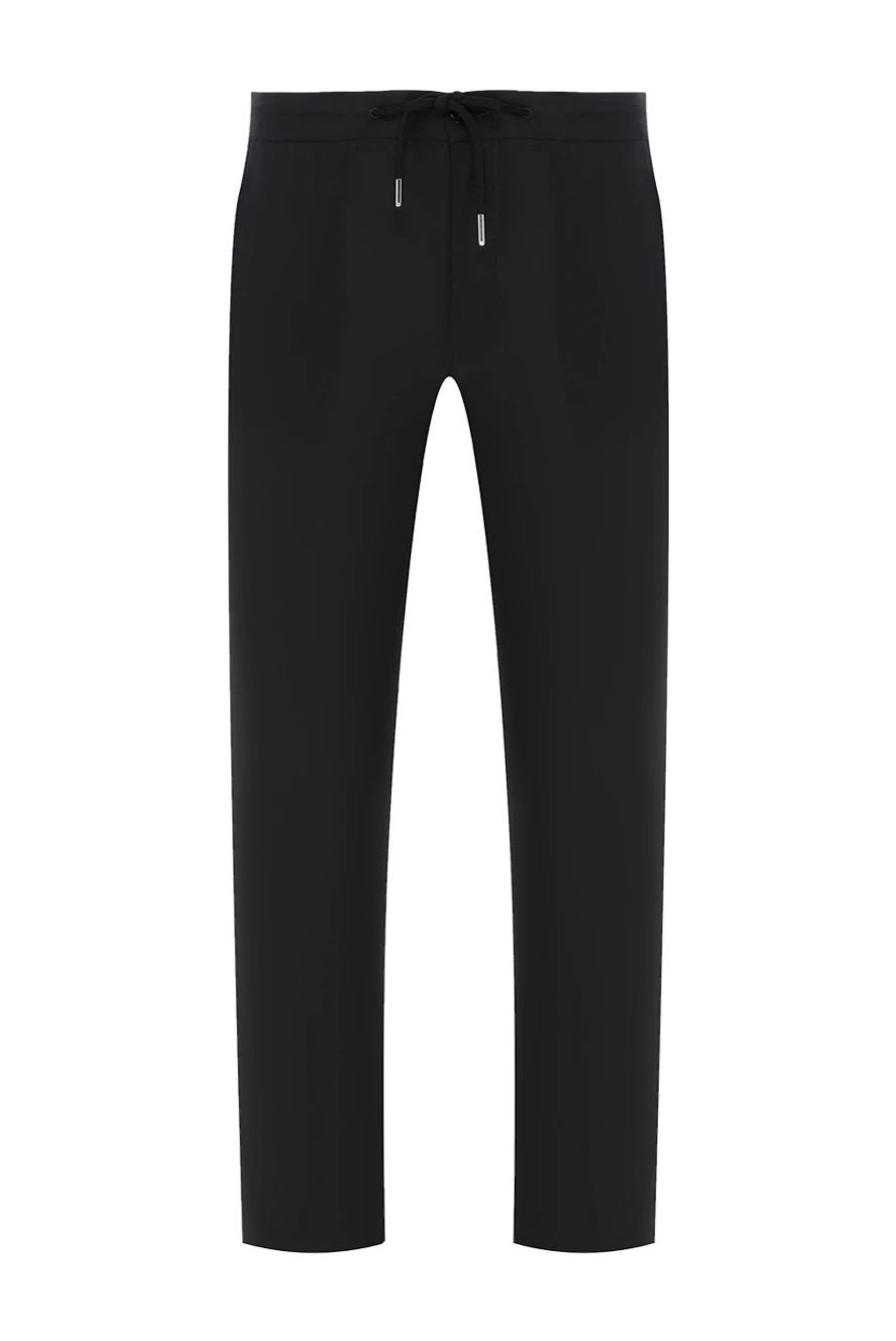 Cesare di Napoli черные шерстяные брюки на кулиске мужские 186430 - фото 1