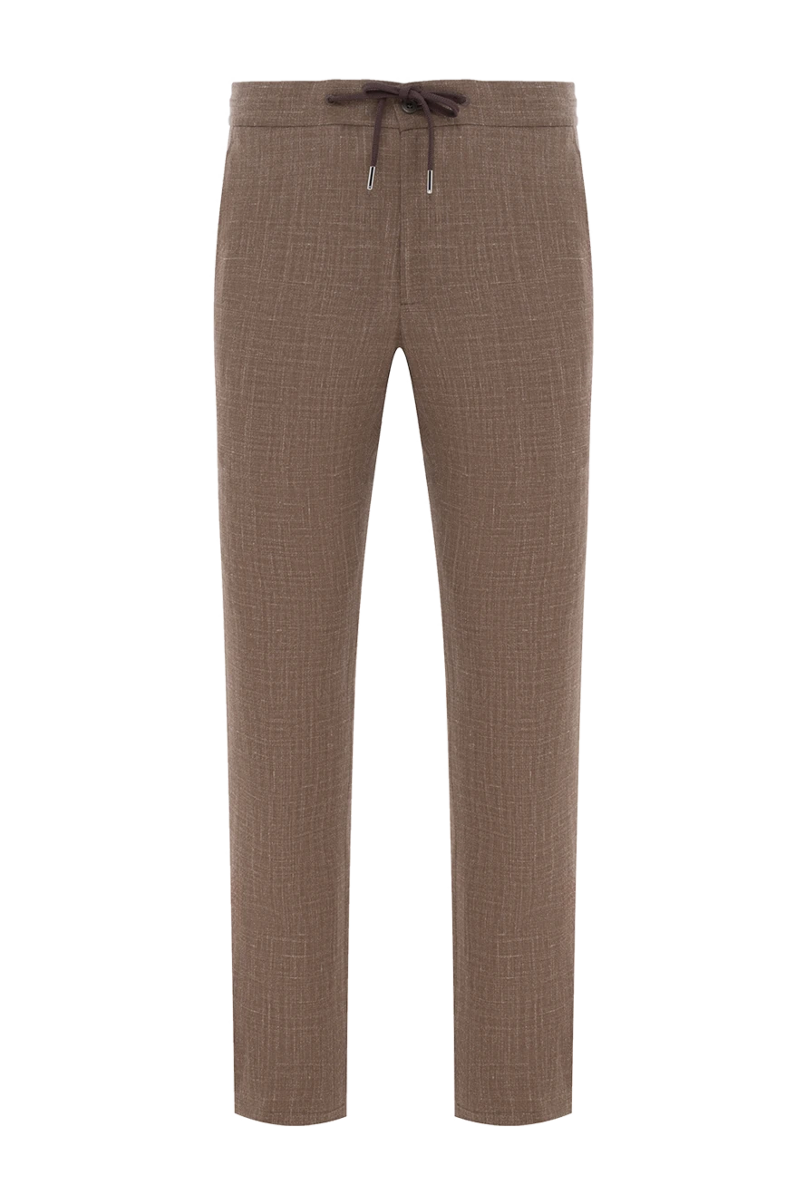 Cesare di Napoli брюки мужские коричневые из натуральной ткани на завязке 186437 - фото 1
