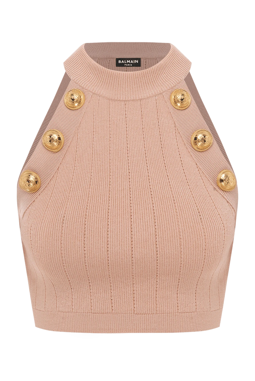 Balmain топ с золотыми пуговицами оранжевый женский 186457 - фото 1