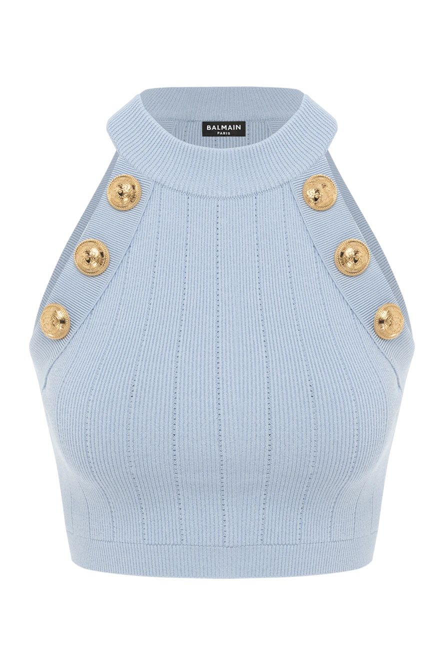 Balmain алтын түсті түймелері бар әйелдерге арналған көк топ 186458 - фото 1