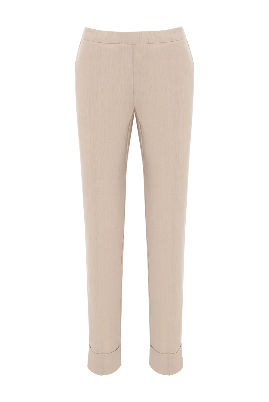 D.Exterior женские брюки бежевые из льна и эластана 186500 - фото 1