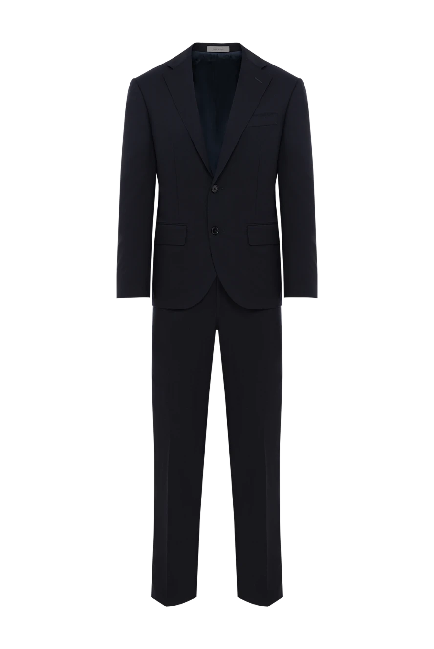 Corneliani көк жүннен жасалған іскерлік костюм, бір төсті күртеше 186556 - фото 1