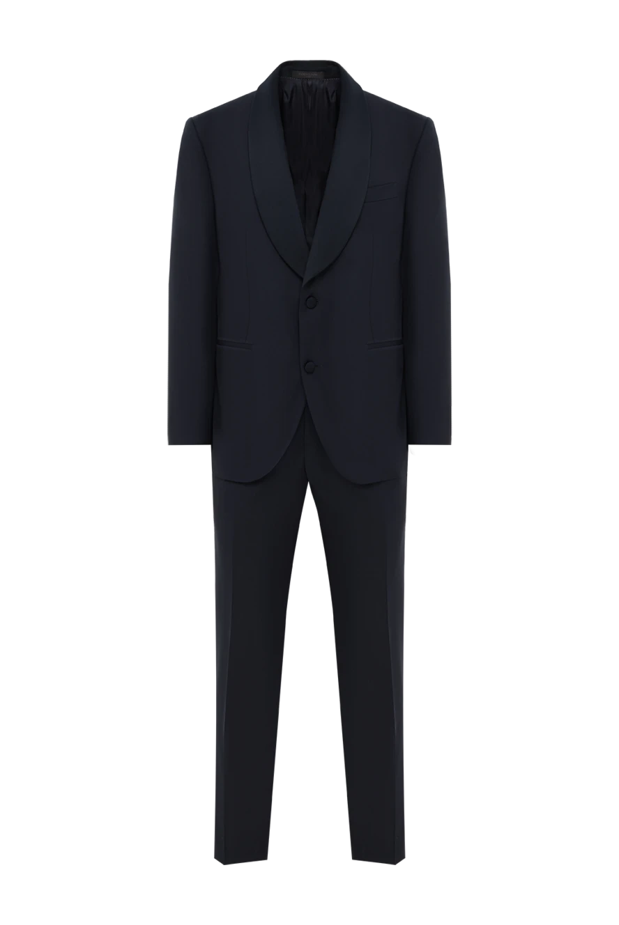 Corneliani темно-синий мужской костюм из шерсти 186560 - фото 1
