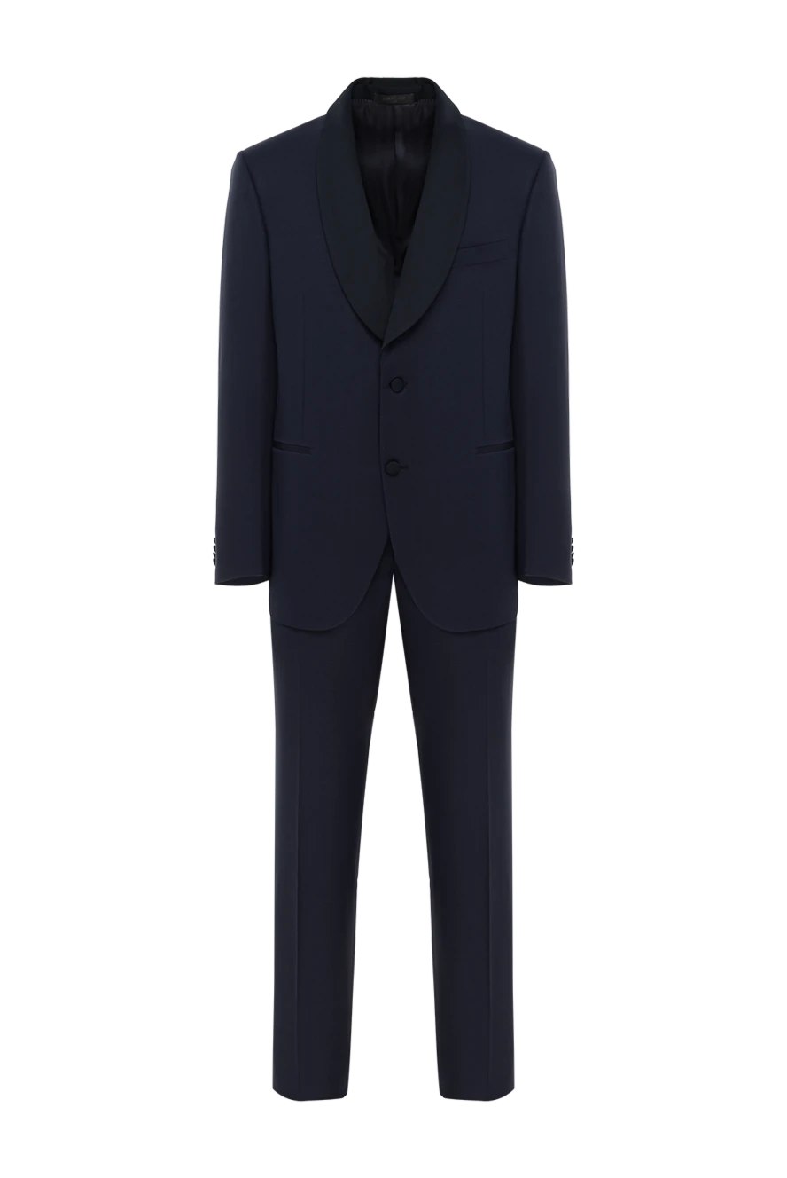 Corneliani мужской синий костюм из шерсти и шелка 186567 - фото 1