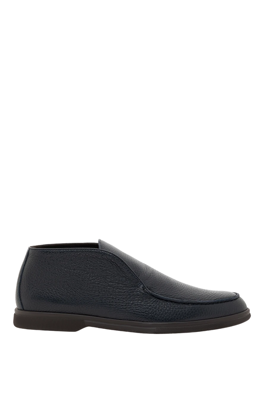 Corneliani лоферы мужские синие из зернистой кожи 186575 - фото 1