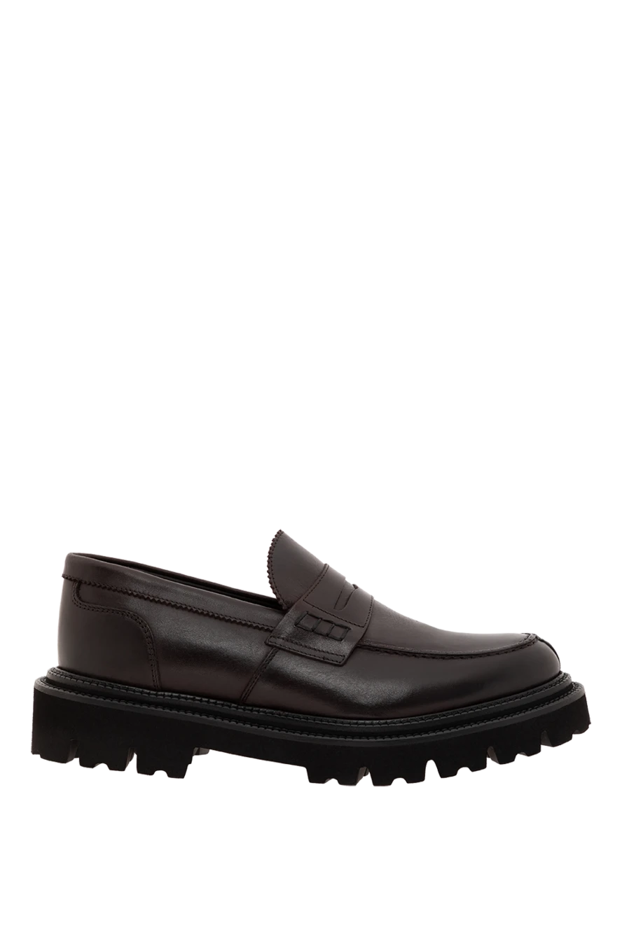 Corneliani коричневые лоферы из телячьей кожи на массивной подошве 186577 - фото 1