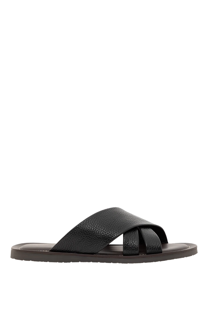 Corneliani men's black leather flip-flops 186578 - photo 1