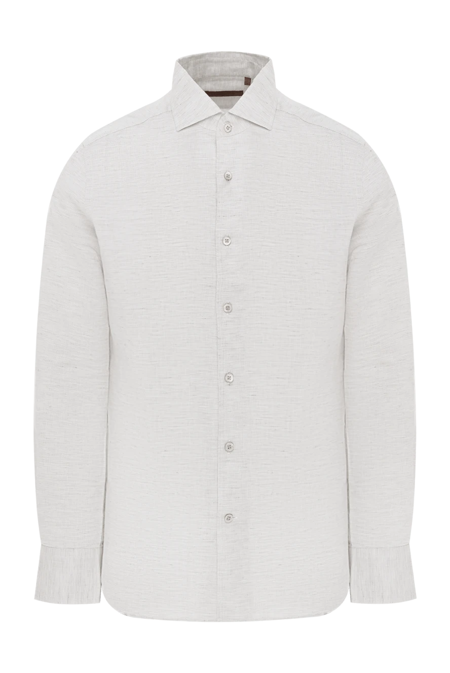 Corneliani men's white cotton and linen casual shirt 186585 - photo 1
