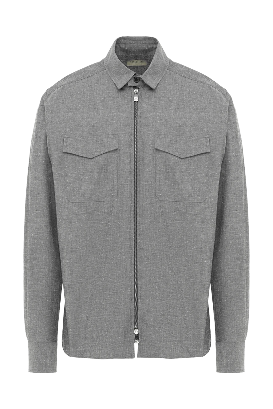 Corneliani gray zip-up shirt with cotton pockets 186589 - photo 1