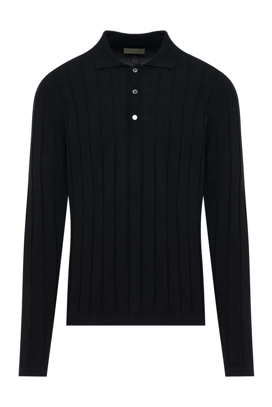 Corneliani черная рубашка-поло на пуговицах из сверхтонкой мериносовой шерсти
 186595 - фото 1