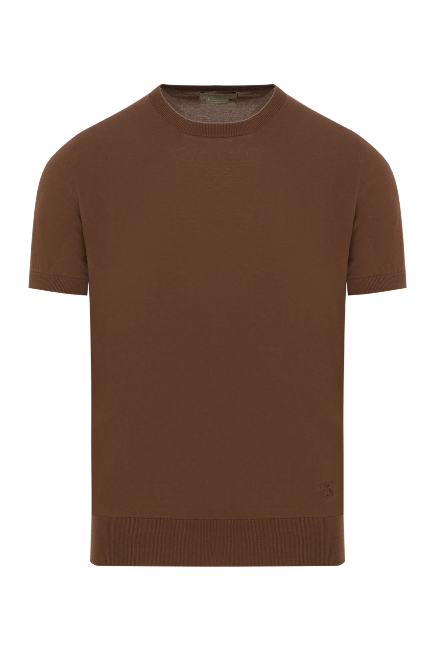 Corneliani коричневый джемпер с коротким рукавом из хлопка тонкий 186613 - фото 1
