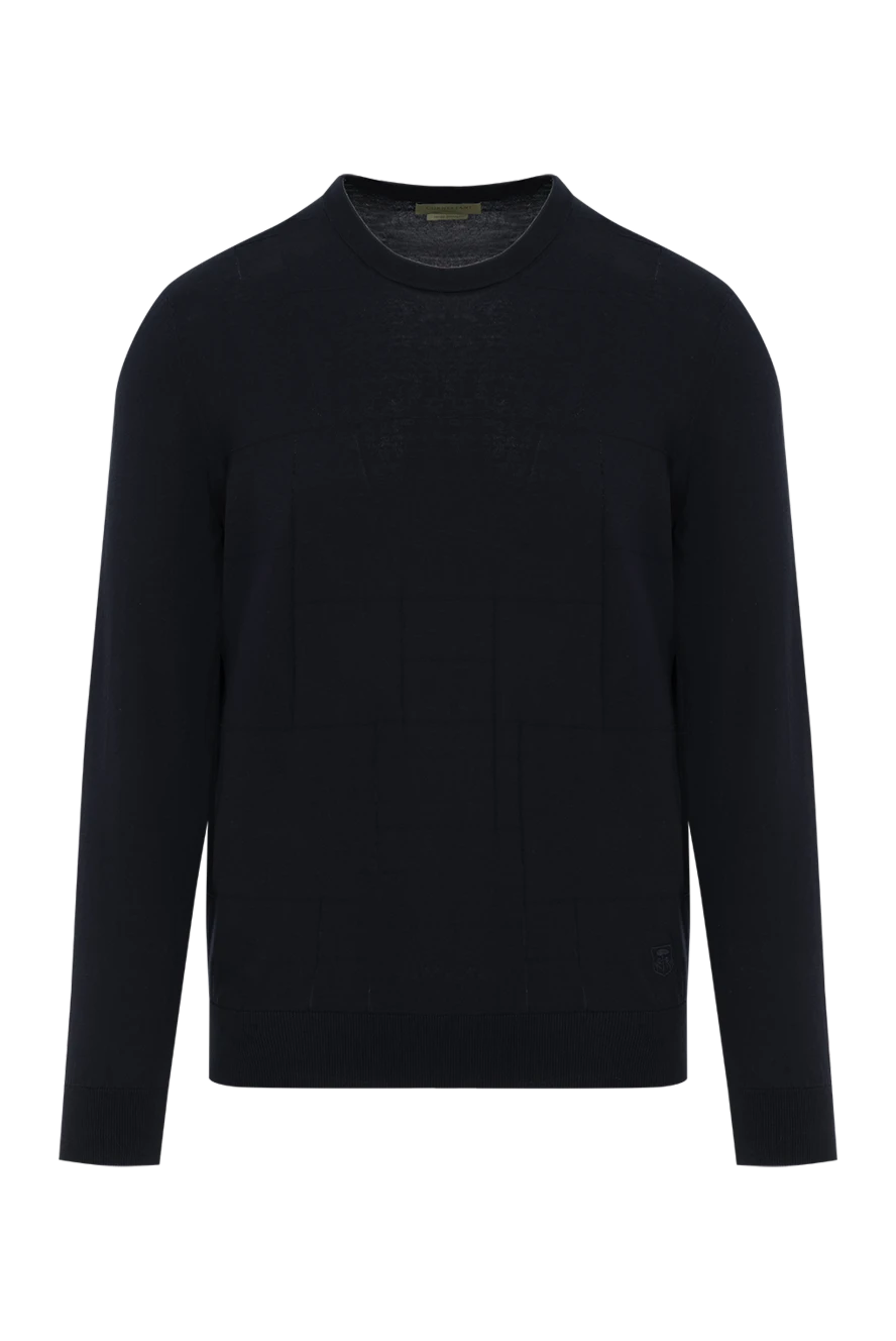Corneliani базовый джемпер из хлопка синий мужской 186616 - фото 1