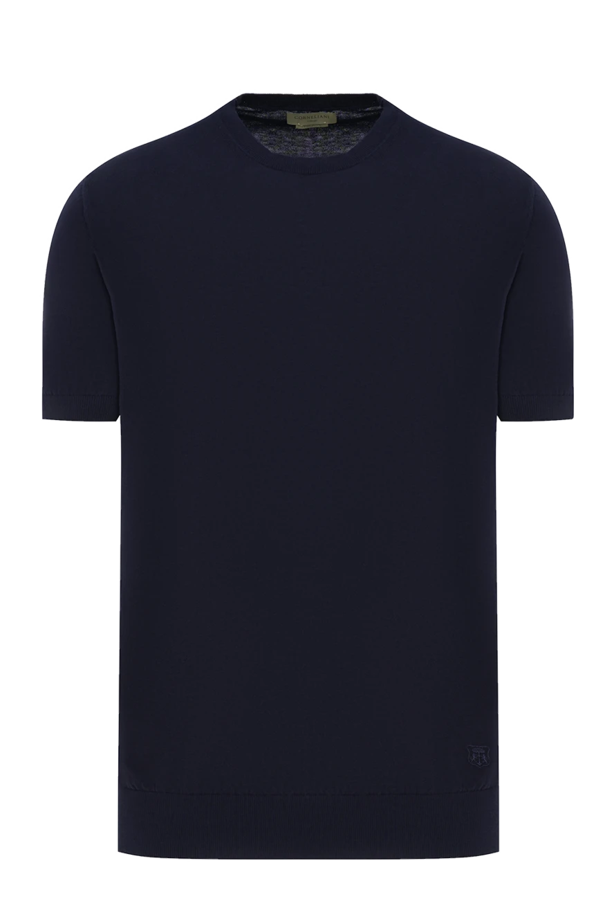 Corneliani men's dark blue short sleeve cotton jumper 186618 - photo 1