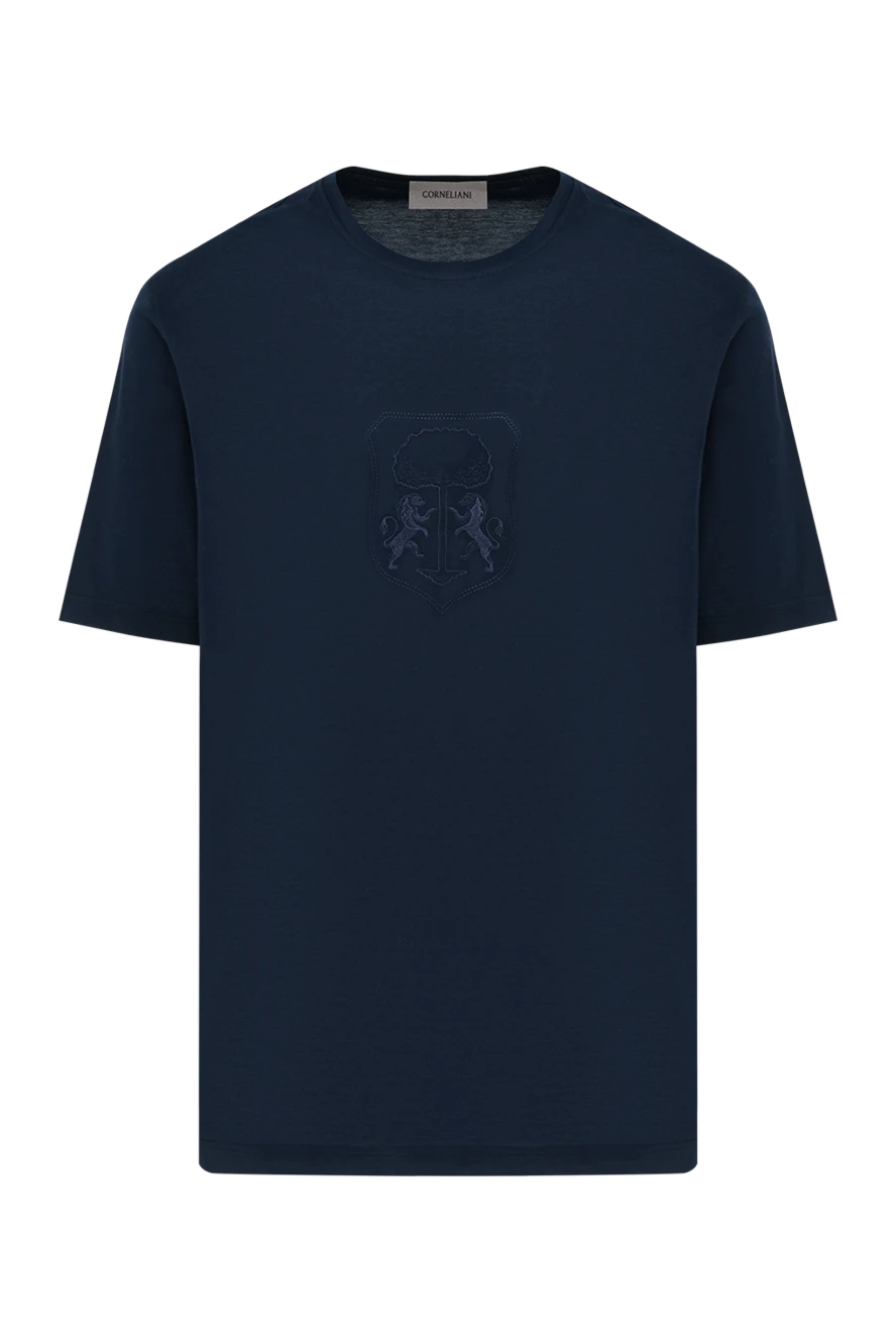 Corneliani синяя футболка из хлопка с вышитым логотипом 186633 - фото 1