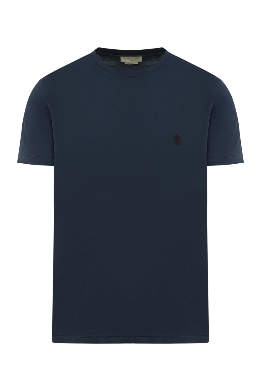 Corneliani синяя футболка из хлопка с логотипом 186634 - фото 1