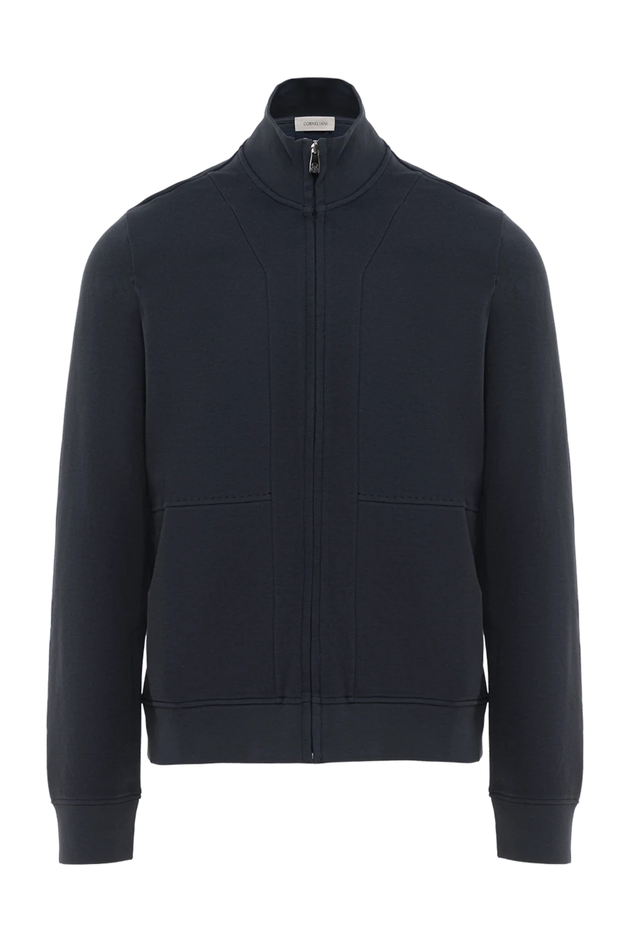 Corneliani лаконичная синяя спортивная кофта из мягкого материала 186639 - фото 1