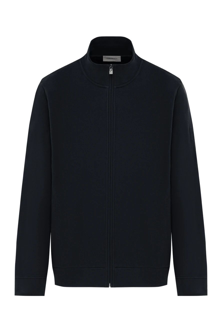 Corneliani свободная спортивная кофта с логотипом синяя из хлопка 186640 - фото 1