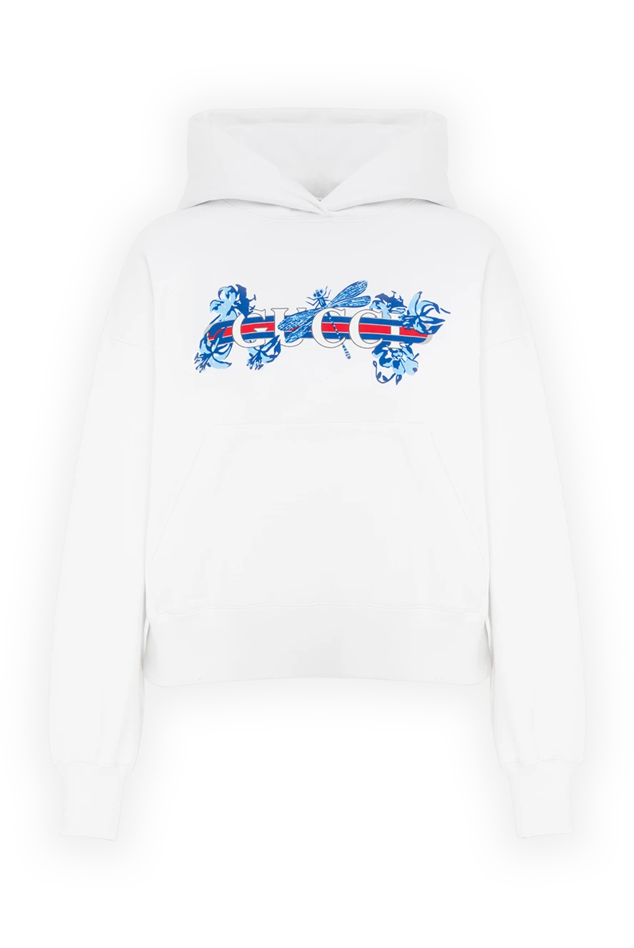 Gucci белое худи из хлопка женское с логотипом 186682 - фото 1