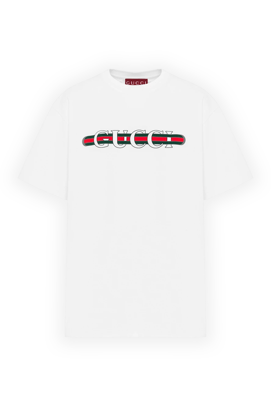Gucci хлопковая футболка белая с логотипом 186684 - фото 1