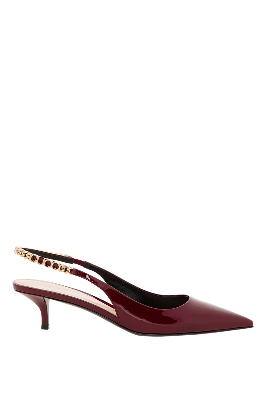 Gucci туфли-лодочки signoria с открытой пяткой бордовые из лакированной кожи 186690 - фото 1
