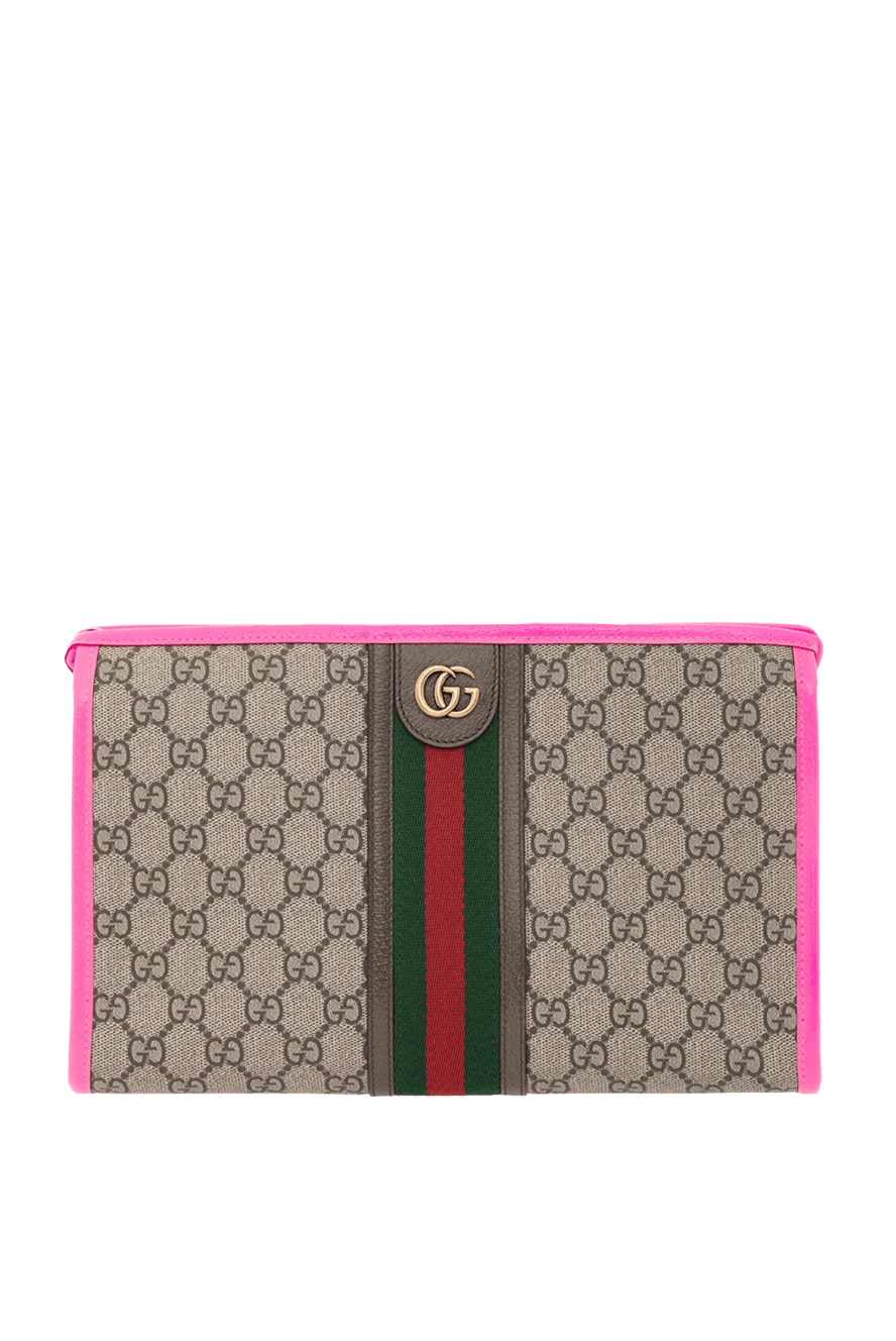 Gucci клатч ophidia с символом gg коричневый женский 186703 - фото 1