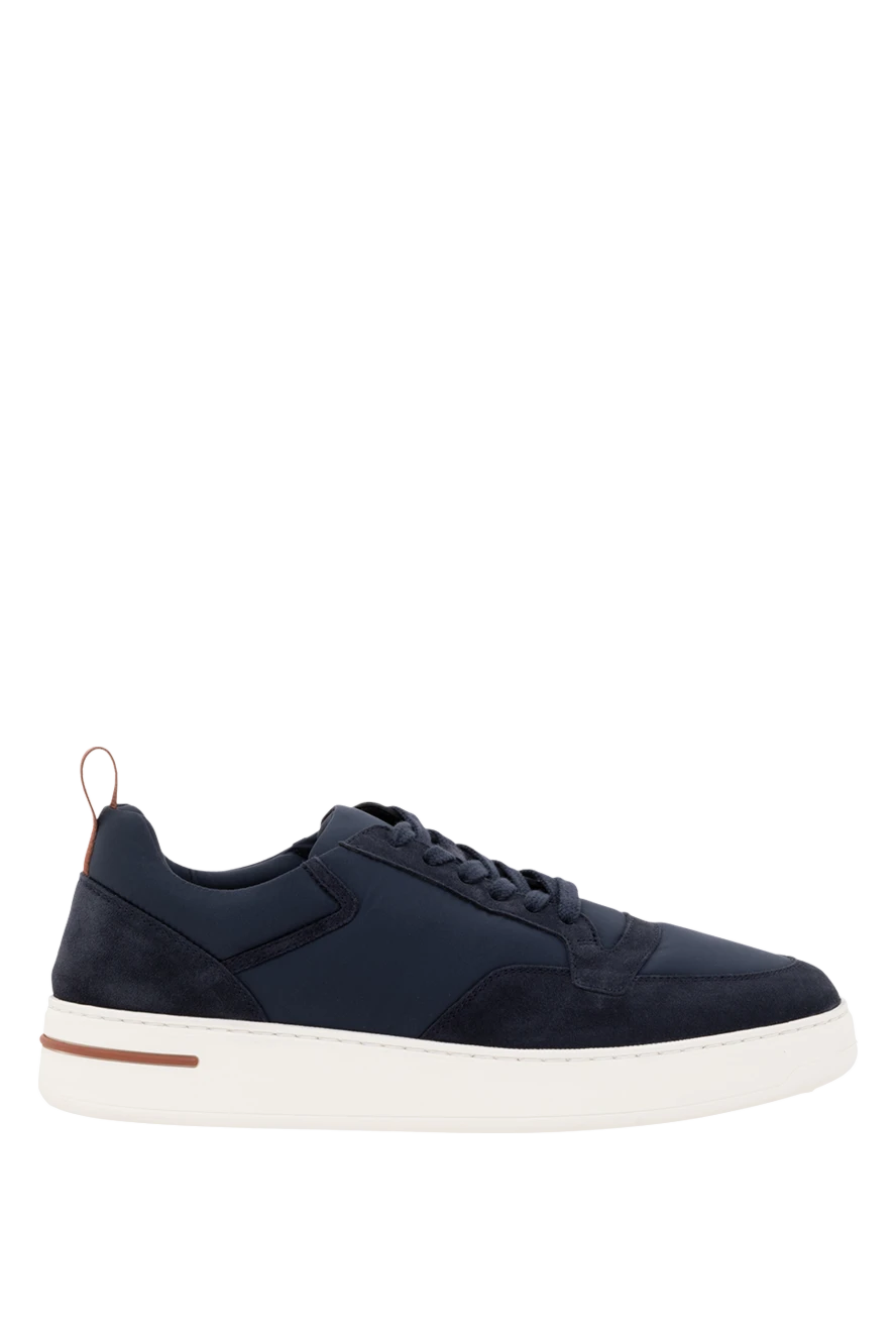 Loro Piana кроссовки newport walk из микрофибры и замши мужские синие 186705 - фото 1