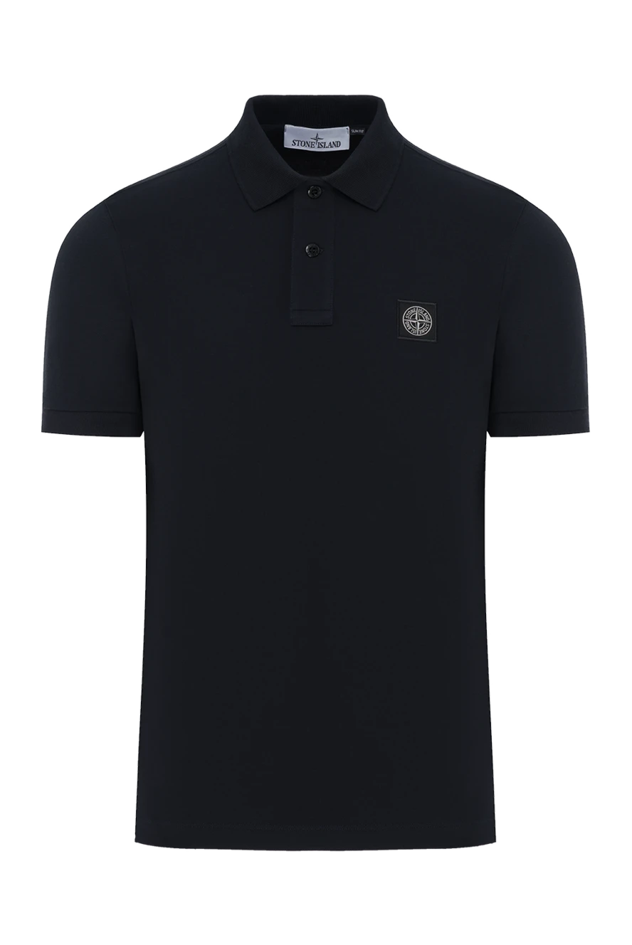 Stone Island slim fit polo shirt with compass patch, blue 186717 - photo 1