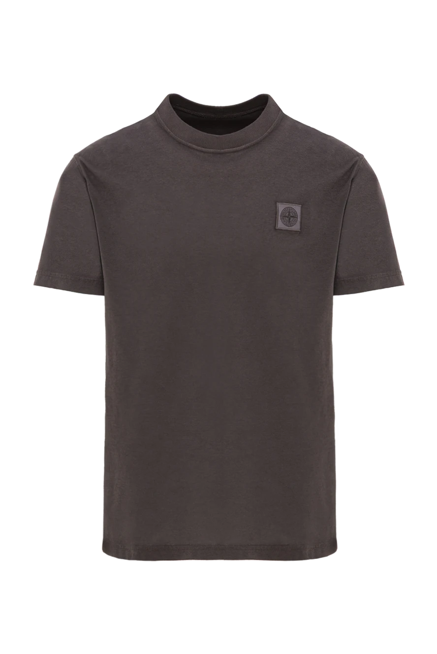 Stone Island синяя футболка из хлопкового трикотажа с нашивкой логотипом 186720 - фото 1