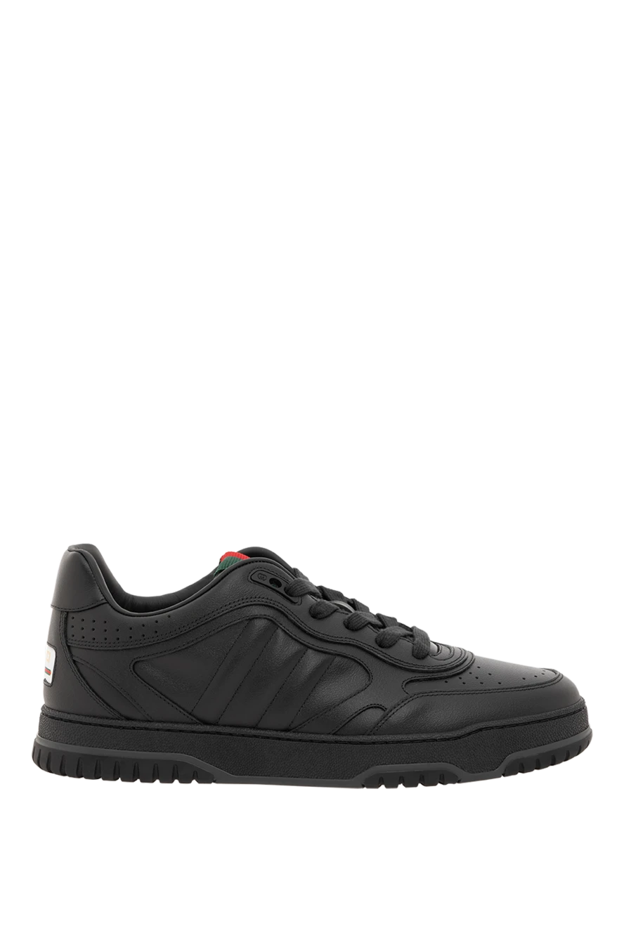 Gucci қара былғарыдан жасалған re-web ерлерге арналған кроссовкалар 186734 - фото 1