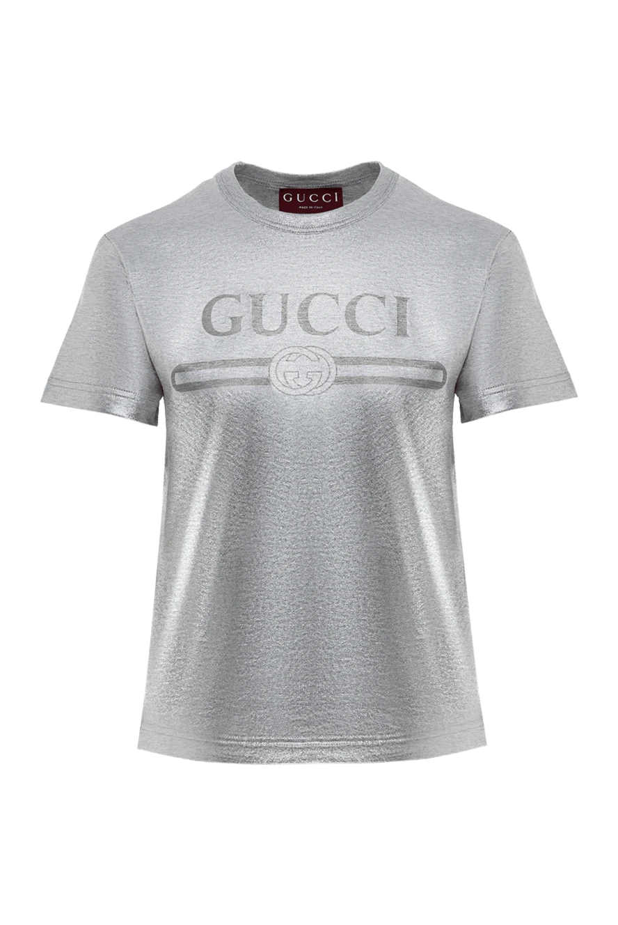 Gucci laminated cotton t-shirt with print gray women's 186739 - photo 1